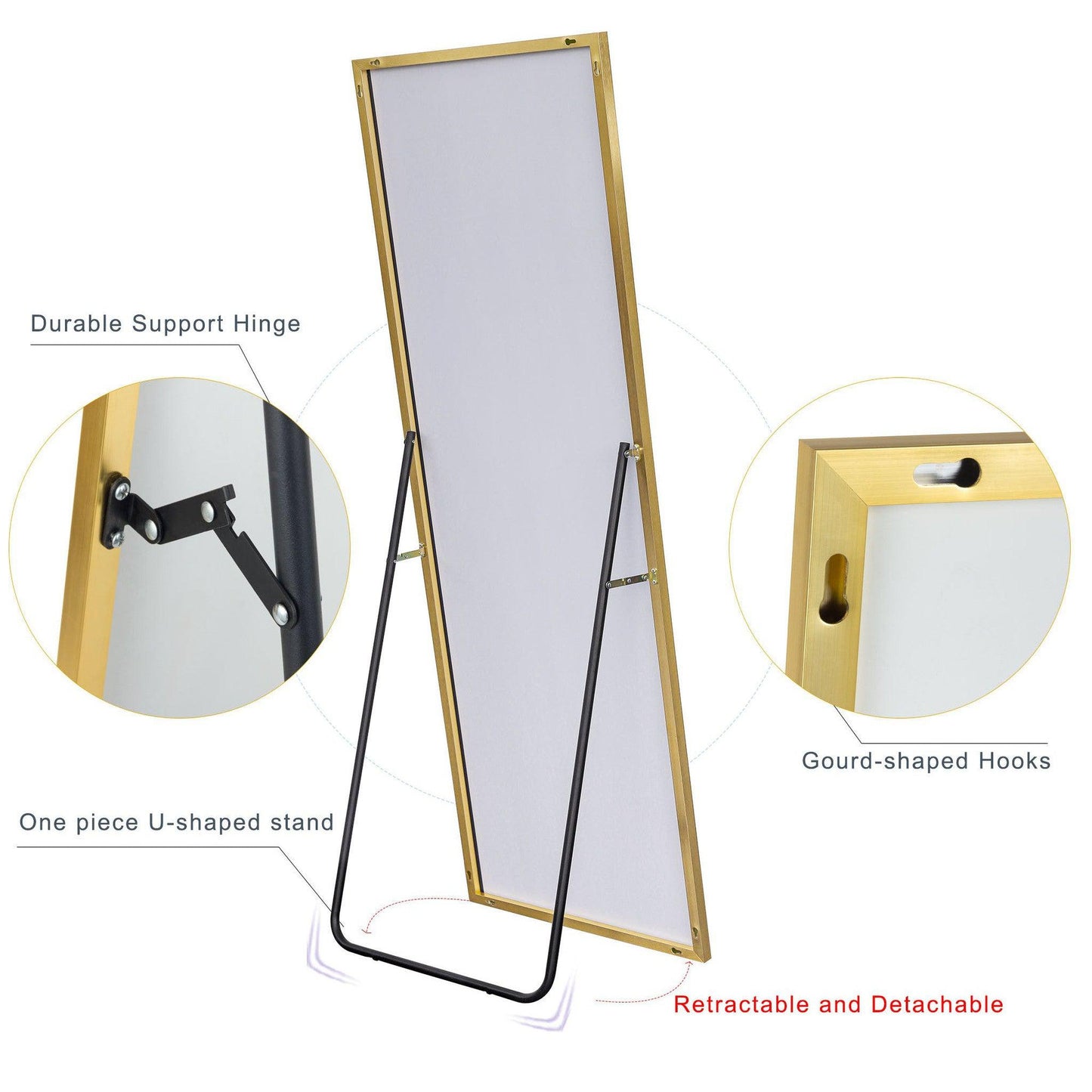 HomeRoots Narrow Minimal Gold Full-length Floor Mirror With Standing