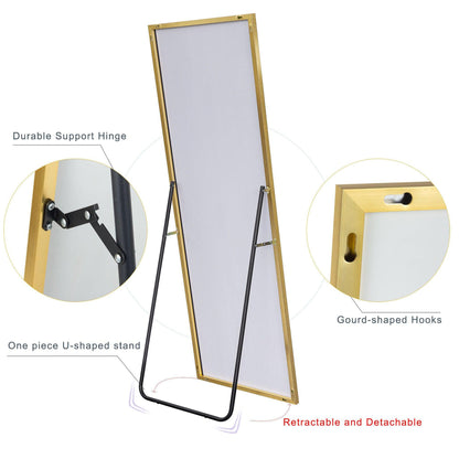 HomeRoots Narrow Minimal Gold Full-length Floor Mirror With Standing