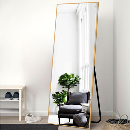 HomeRoots Narrow Minimal Gold Full-length Floor Mirror With Standing