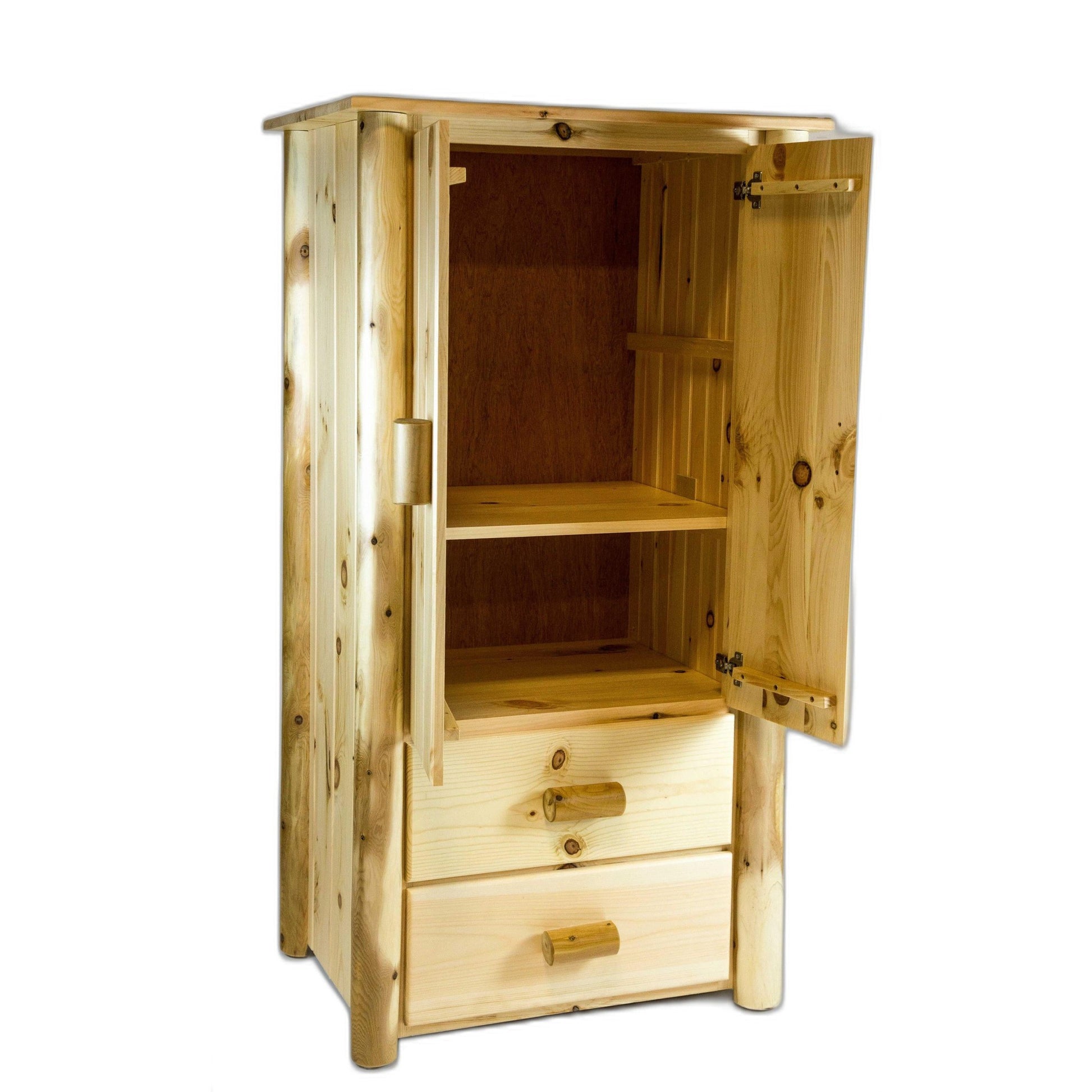 HomeRoots Natural Clear Finish All Wood Armoire