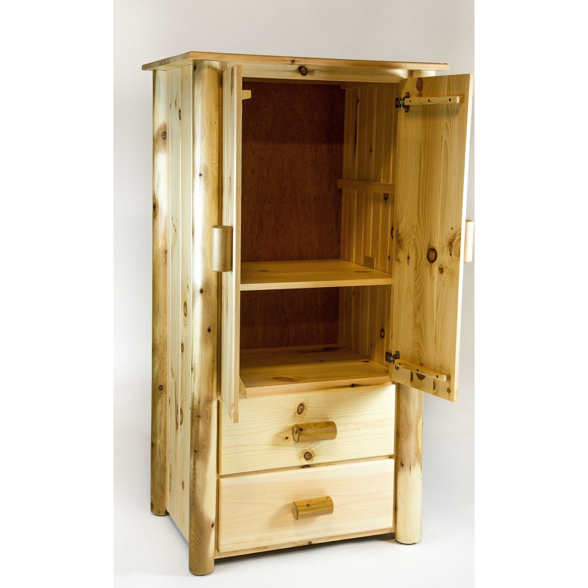 HomeRoots Natural Clear Finish All Wood Armoire