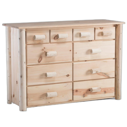 HomeRoots Natural Unfinished Wood Ten Drawer Cabinet