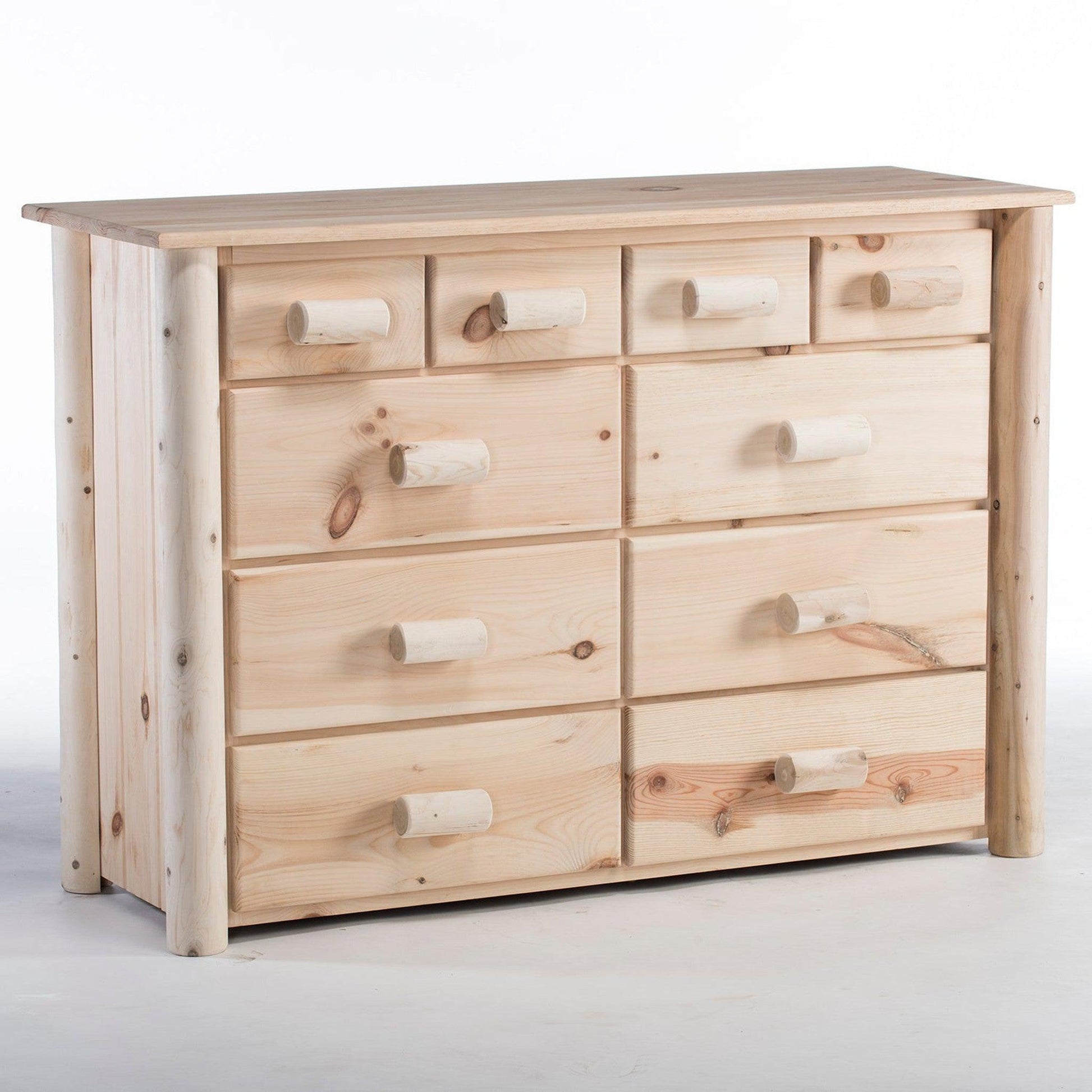 HomeRoots Natural Unfinished Wood Ten Drawer Cabinet