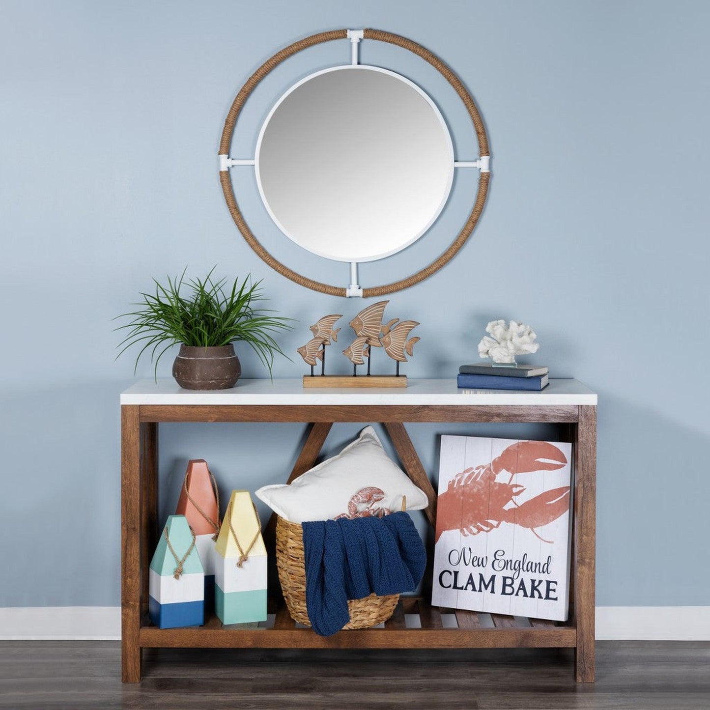 HomeRoots Nautical Round Wall Mirror