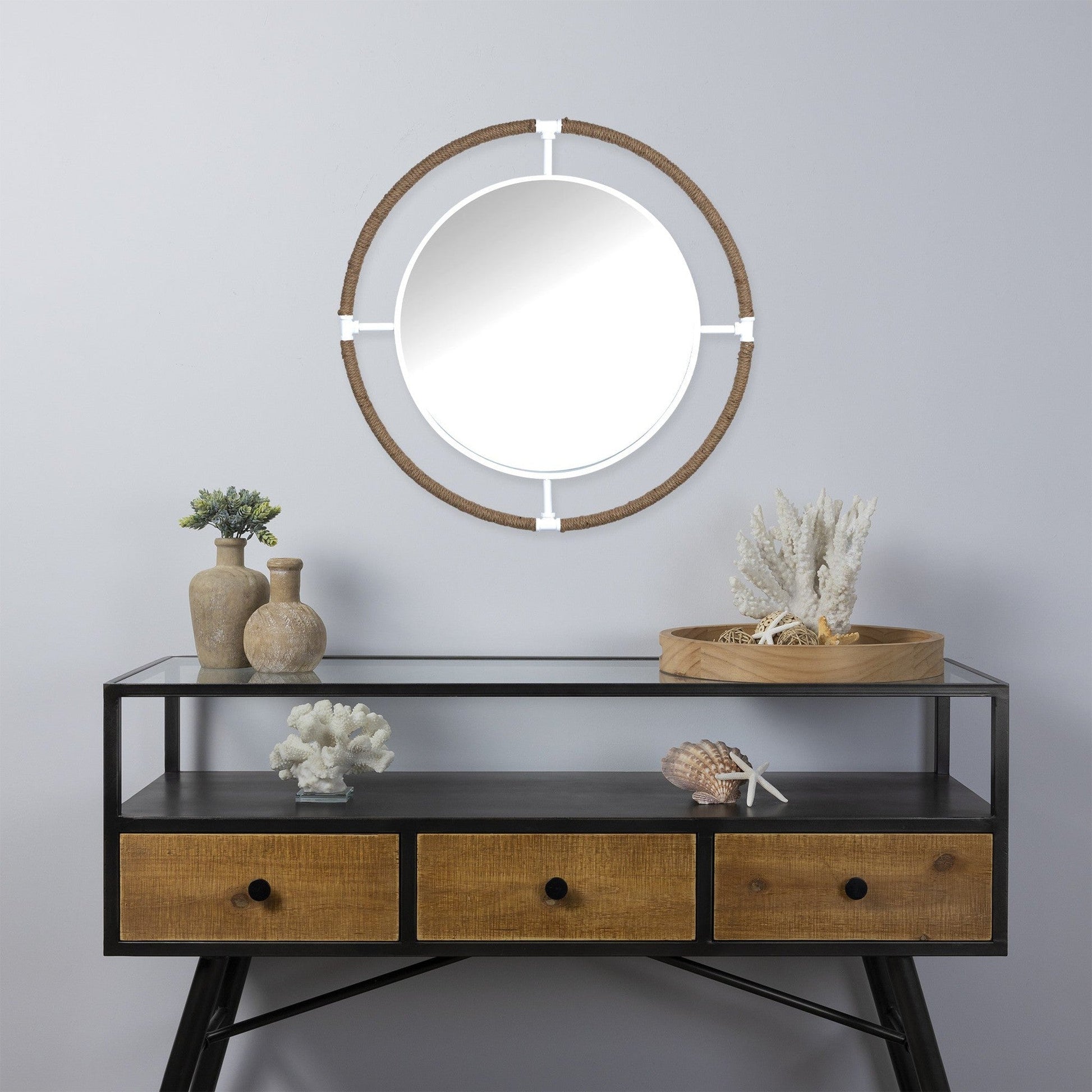 HomeRoots Nautical Round Wall Mirror