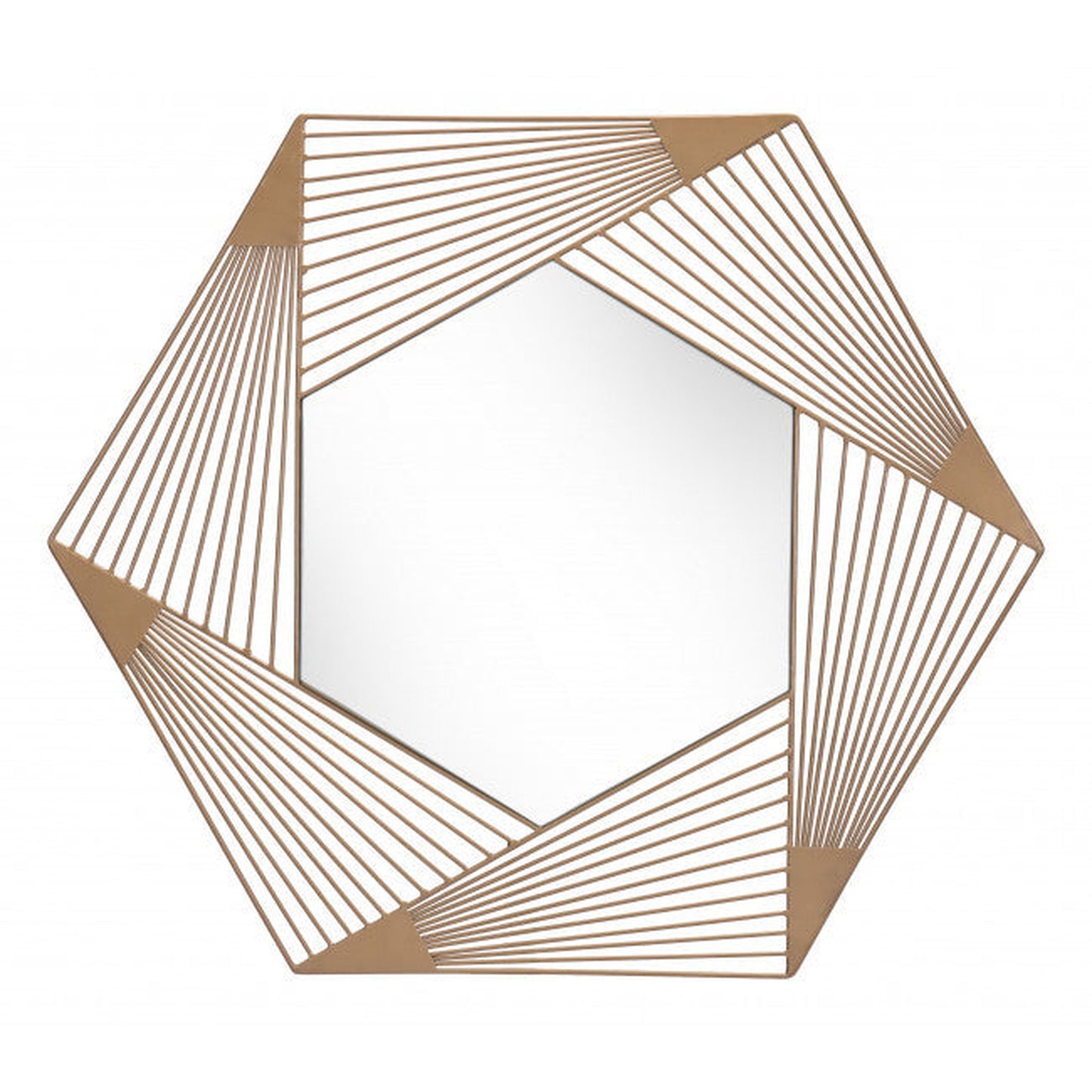HomeRoots Octagonal Lines Gold Finish Wall Mirror