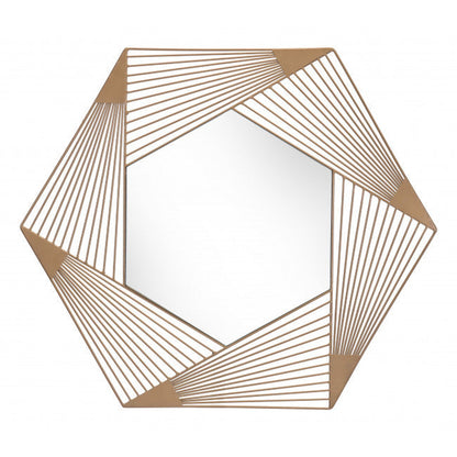 HomeRoots Octagonal Lines Gold Finish Wall Mirror