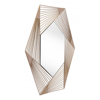 HomeRoots Octagonal Lines Gold Finish Wall Mirror