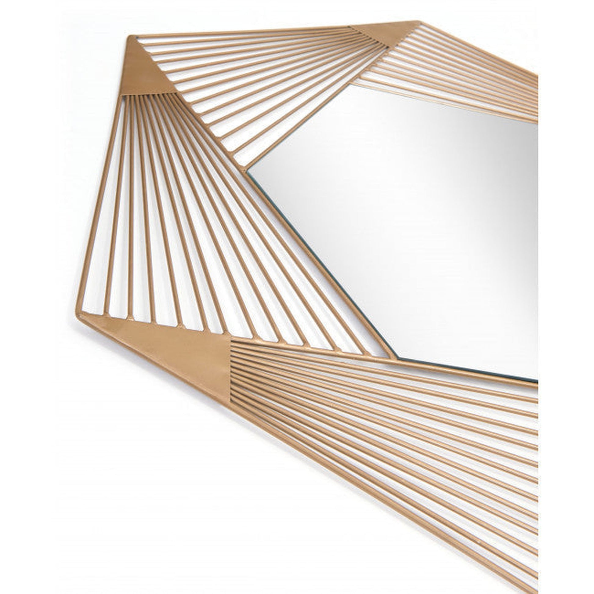 HomeRoots Octagonal Lines Gold Finish Wall Mirror