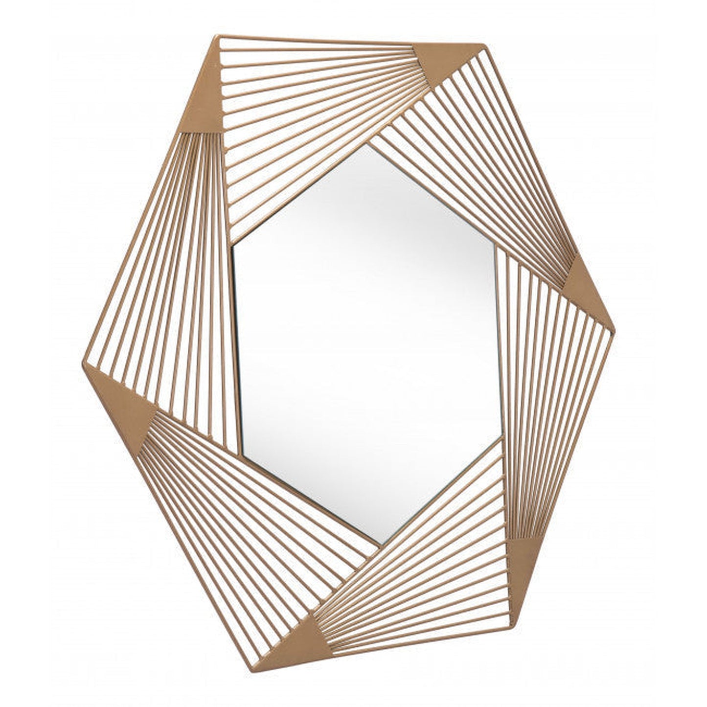 HomeRoots Octagonal Lines Gold Finish Wall Mirror