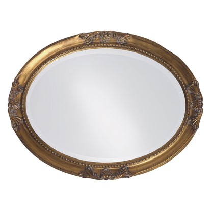 HomeRoots Oval Antique Gold Finish Mirror with Beaded Textured Frame