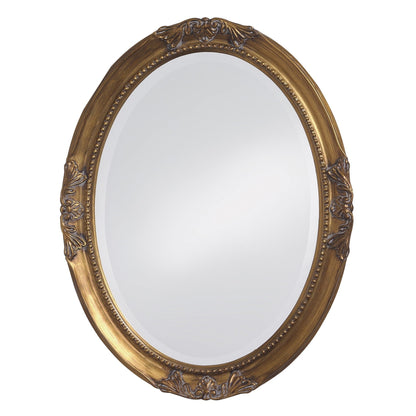 HomeRoots Oval Antique Gold Finish Mirror with Beaded Textured Frame