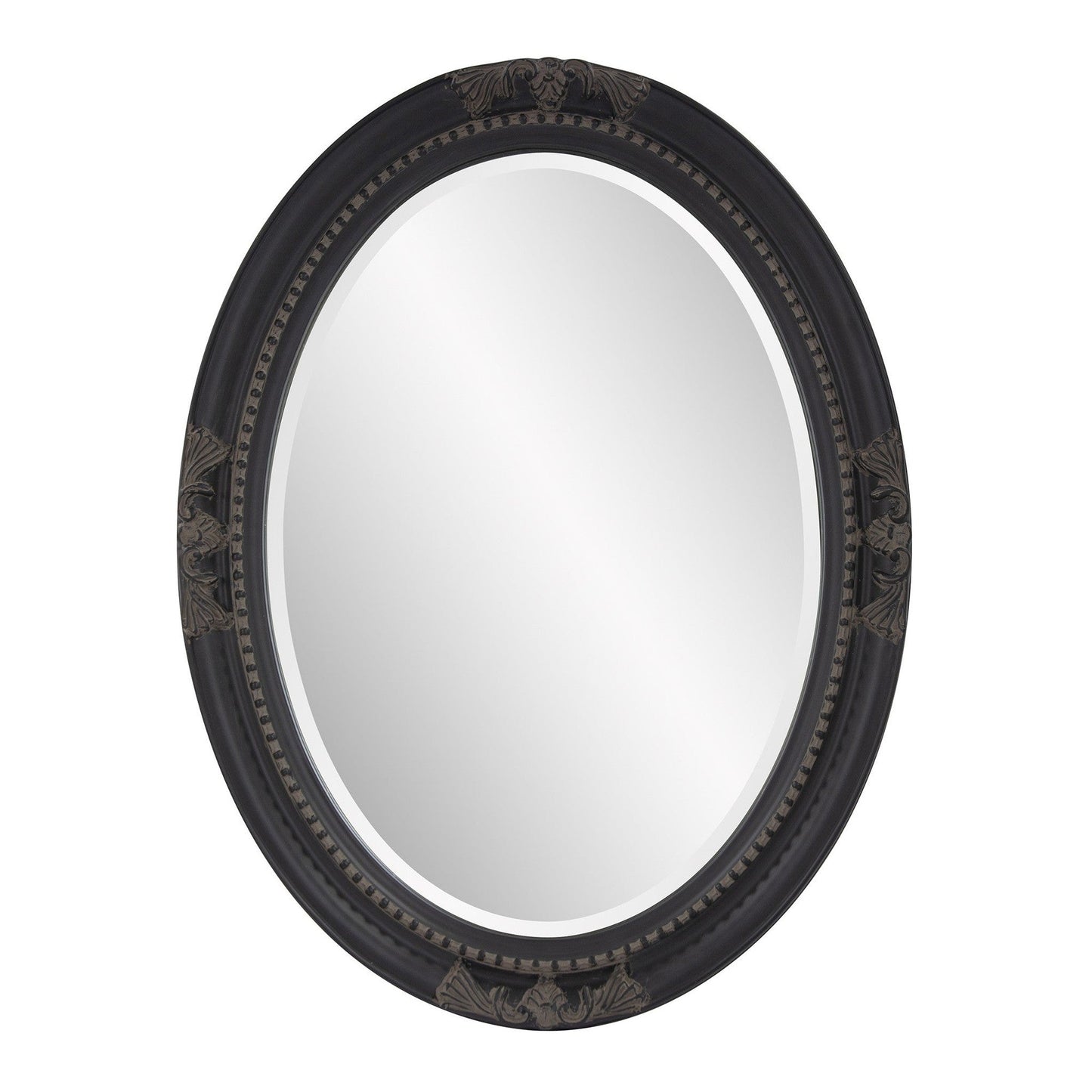 HomeRoots Oval Antiqued Black Wood Frame Mirror