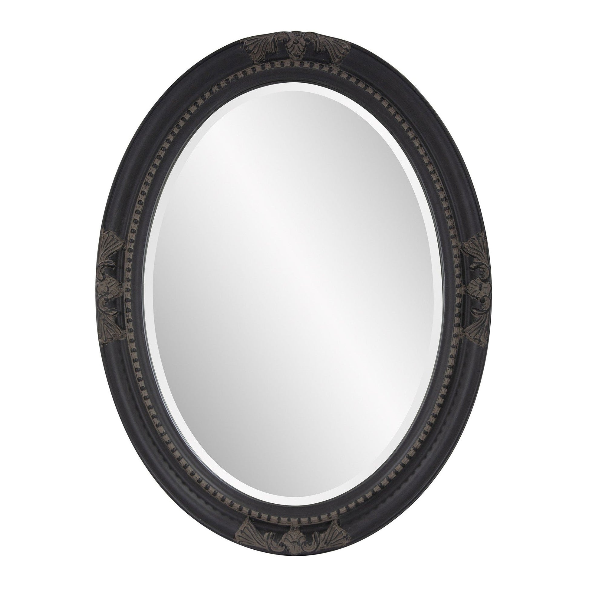 HomeRoots Oval Antiqued Black Wood Frame Mirror