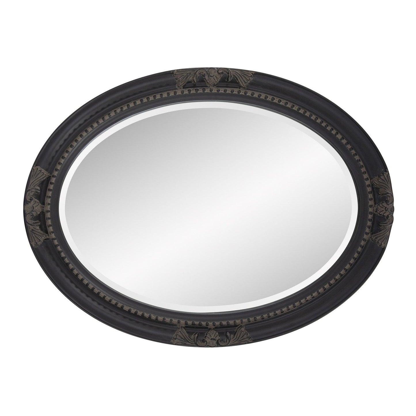 HomeRoots Oval Antiqued Black Wood Frame Mirror