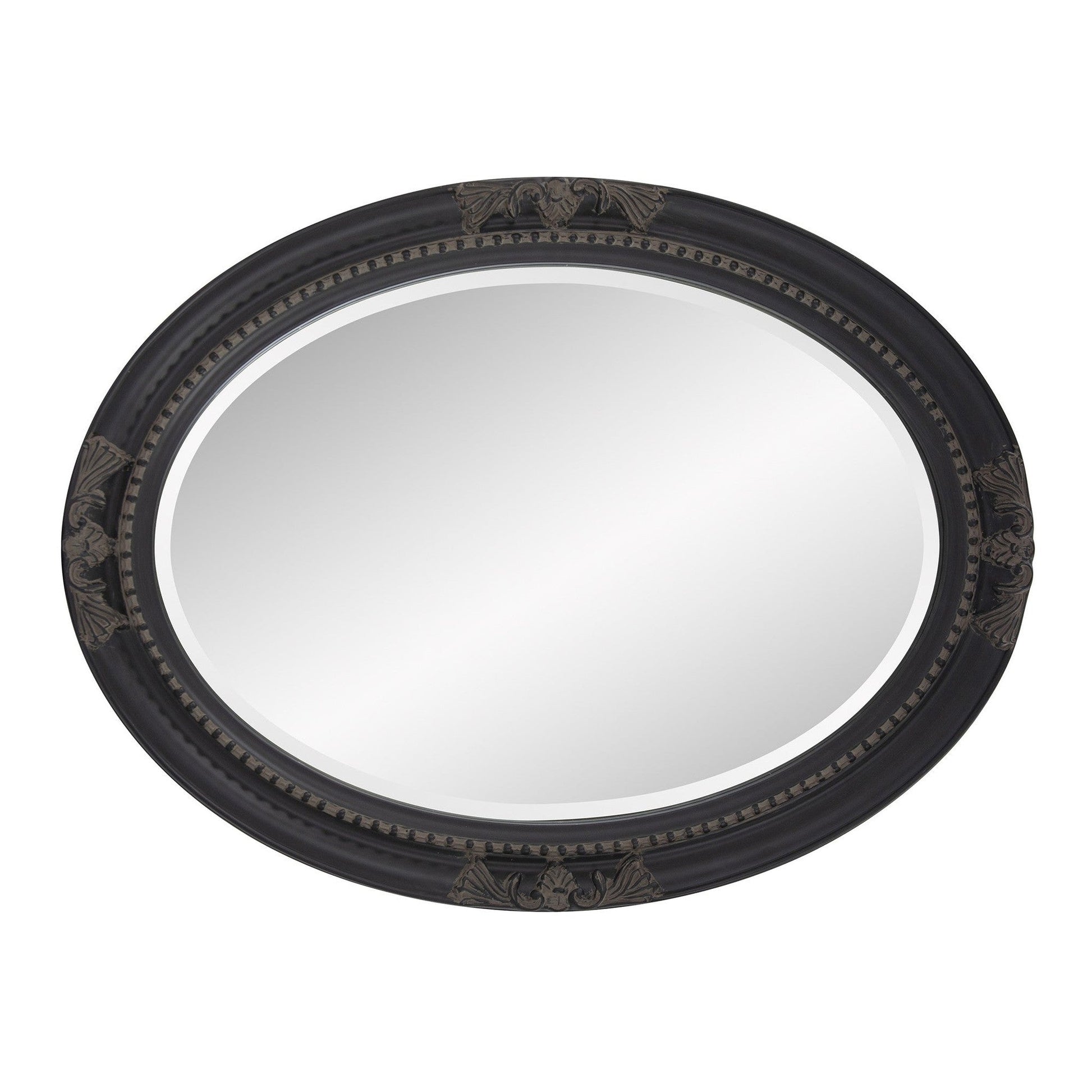 HomeRoots Oval Antiqued Black Wood Frame Mirror