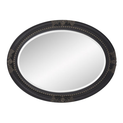 HomeRoots Oval Antiqued Black Wood Frame Mirror