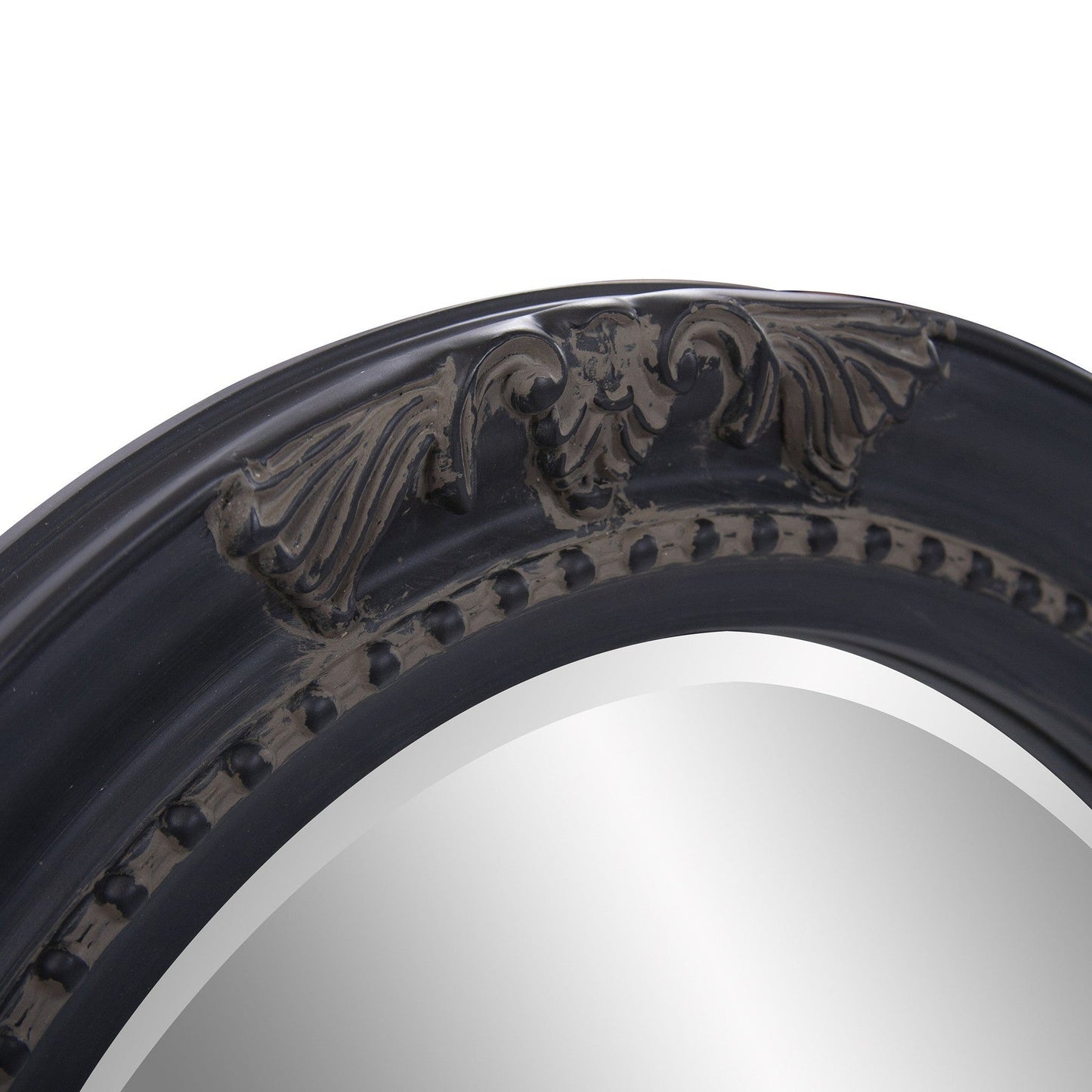 HomeRoots Oval Antiqued Black Wood Frame Mirror