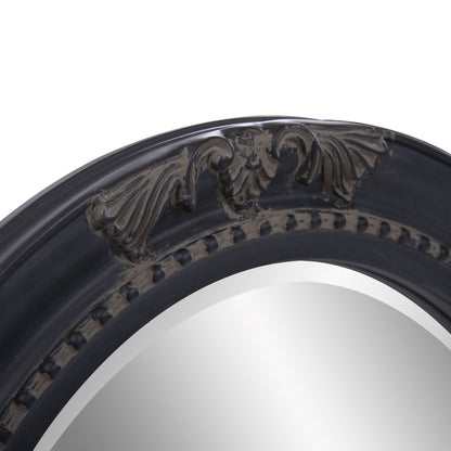 HomeRoots Oval Antiqued Black Wood Frame Mirror