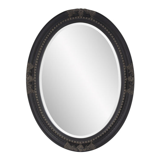 HomeRoots Oval Antiqued Black Wood Frame Mirror