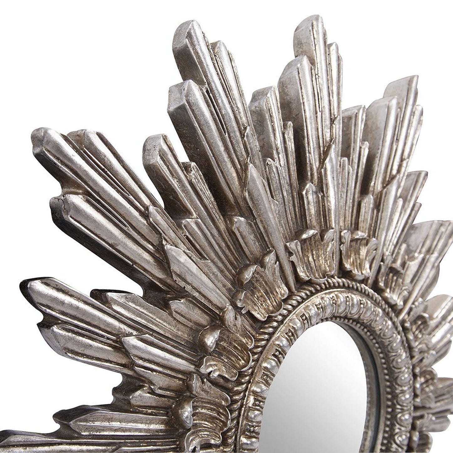 HomeRoots Oval Antiqued Silver Leaf Finish Mirror