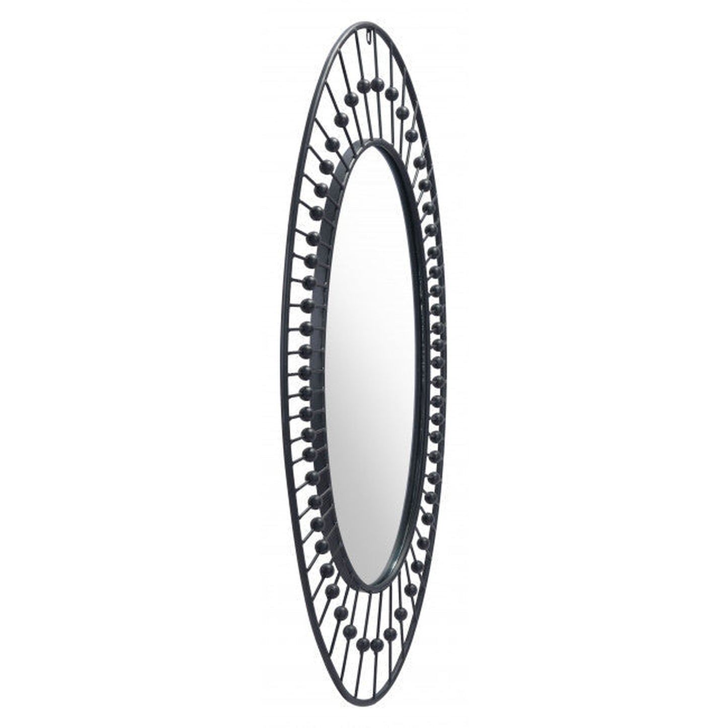 HomeRoots Oval Black Finish Spokes and Beads Wall Mirror