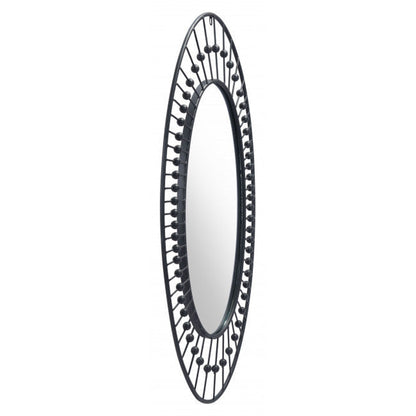 HomeRoots Oval Black Finish Spokes and Beads Wall Mirror