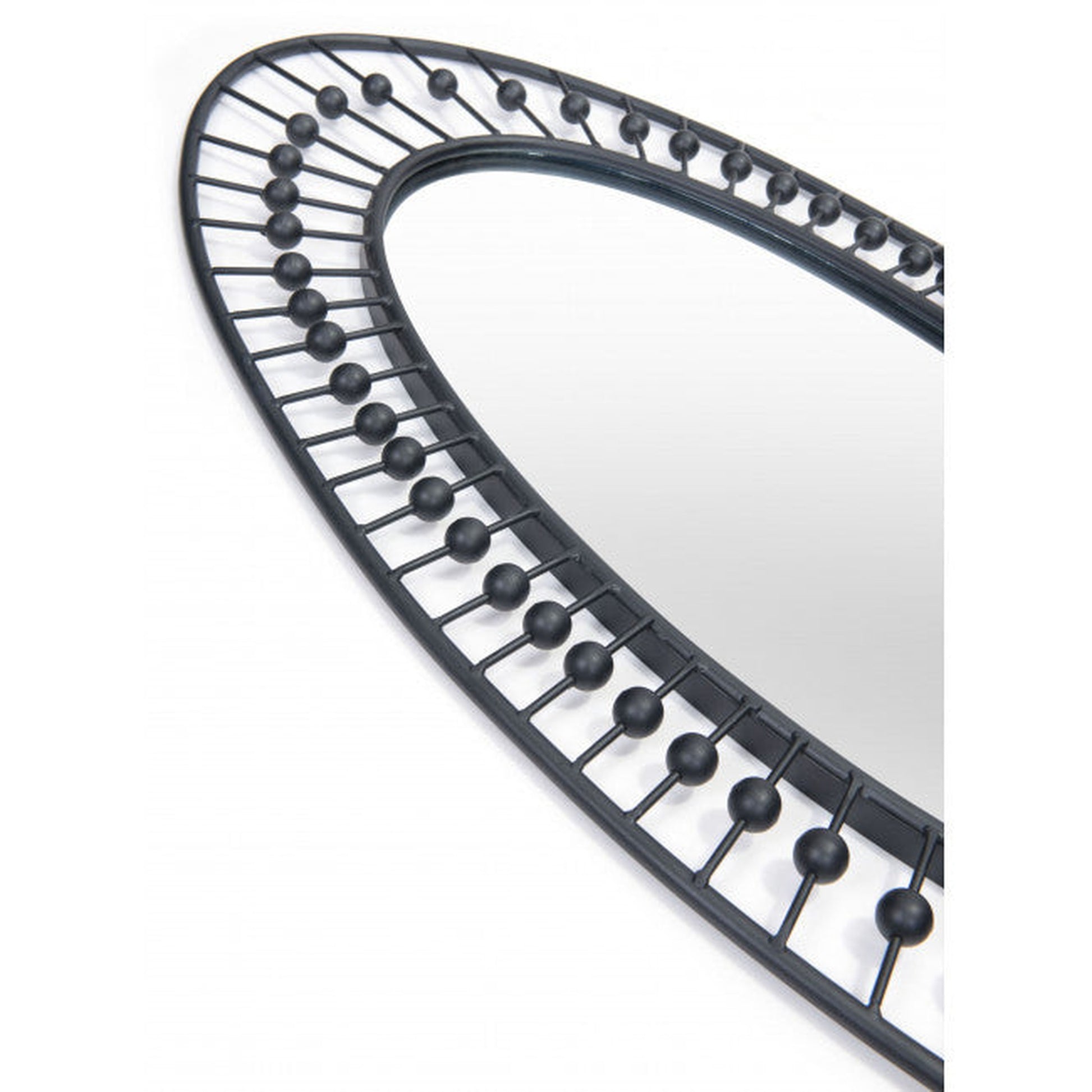 HomeRoots Oval Black Finish Spokes and Beads Wall Mirror