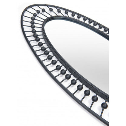 HomeRoots Oval Black Finish Spokes and Beads Wall Mirror