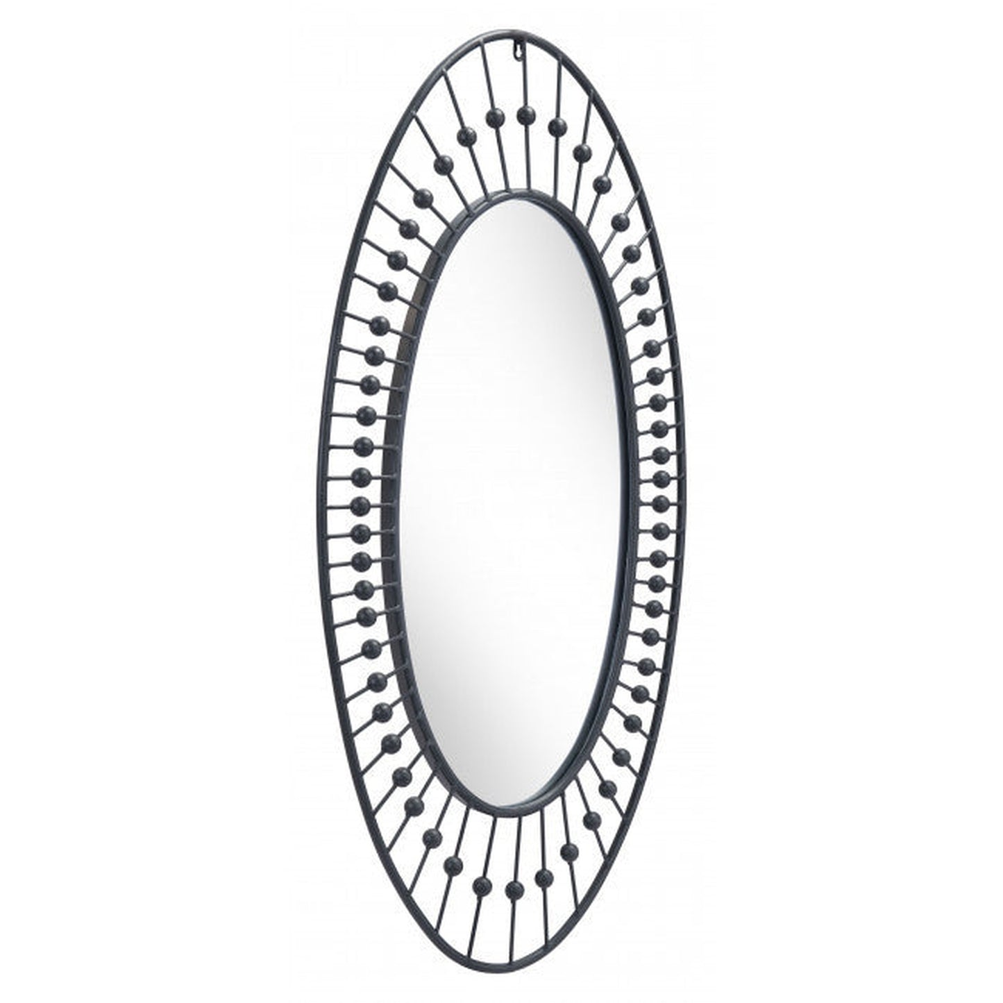 HomeRoots Oval Black Finish Spokes and Beads Wall Mirror