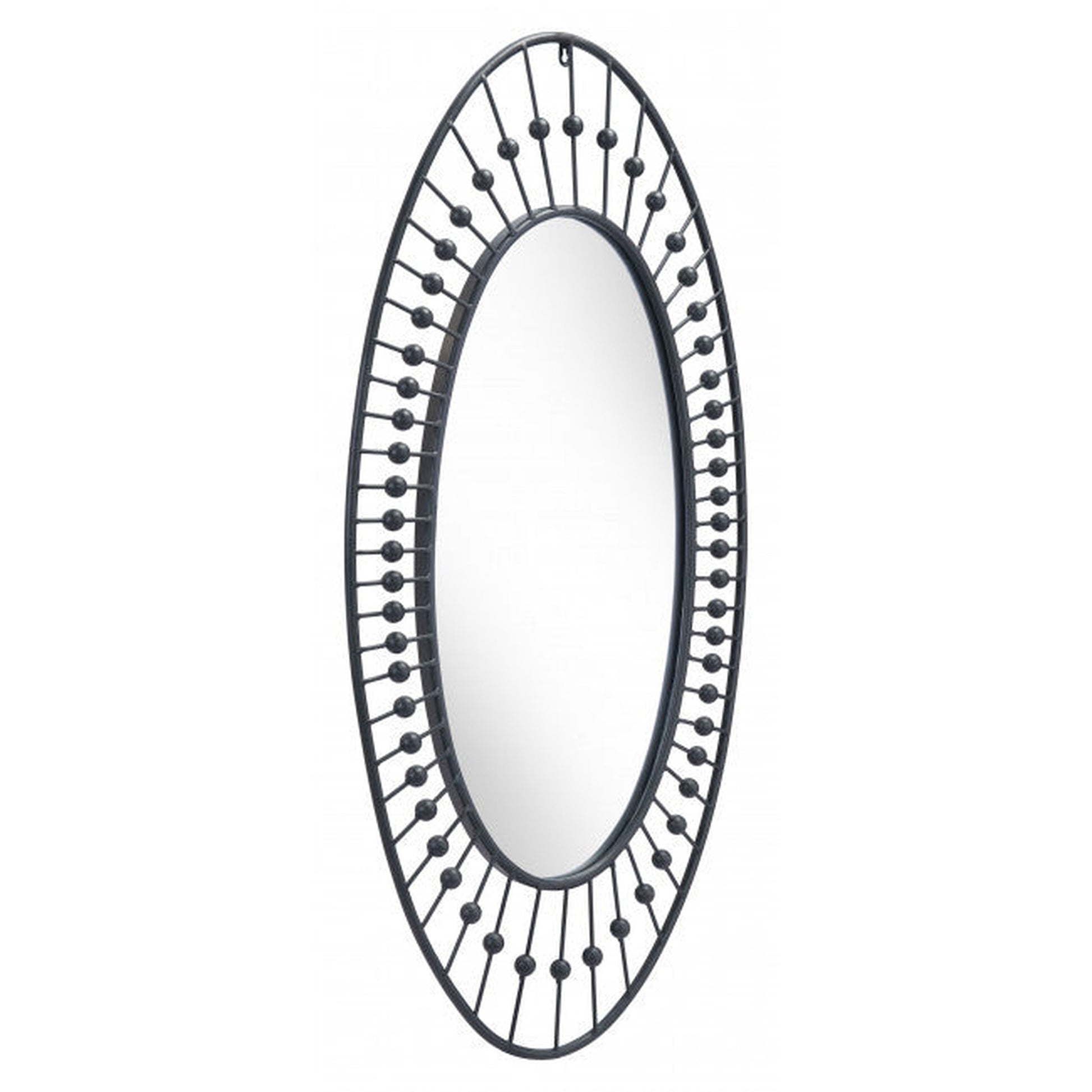 HomeRoots Oval Black Finish Spokes and Beads Wall Mirror