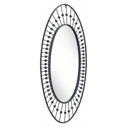HomeRoots Oval Black Finish Spokes and Beads Wall Mirror