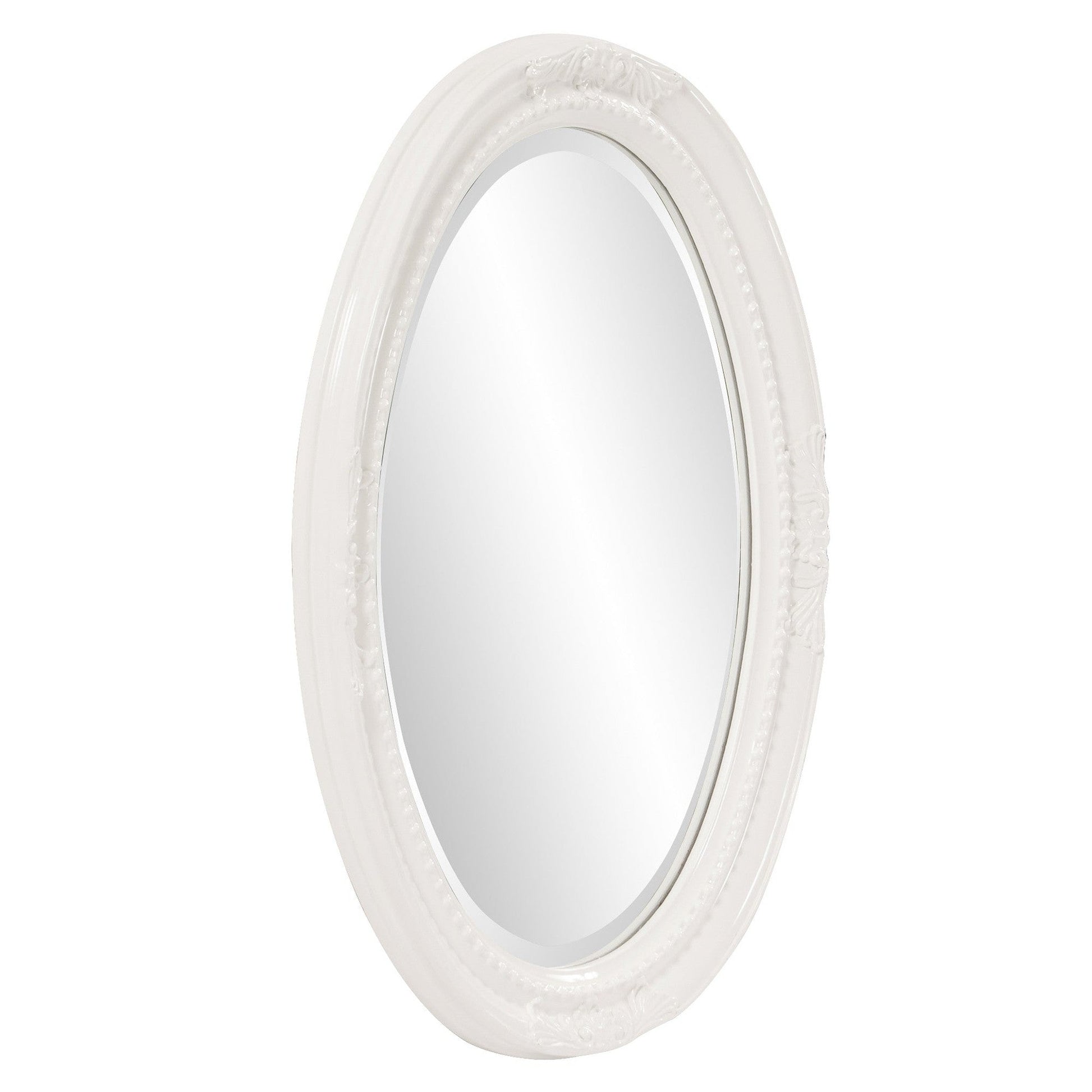 HomeRoots Oval Mirror In A Glossy White Wood Frame
