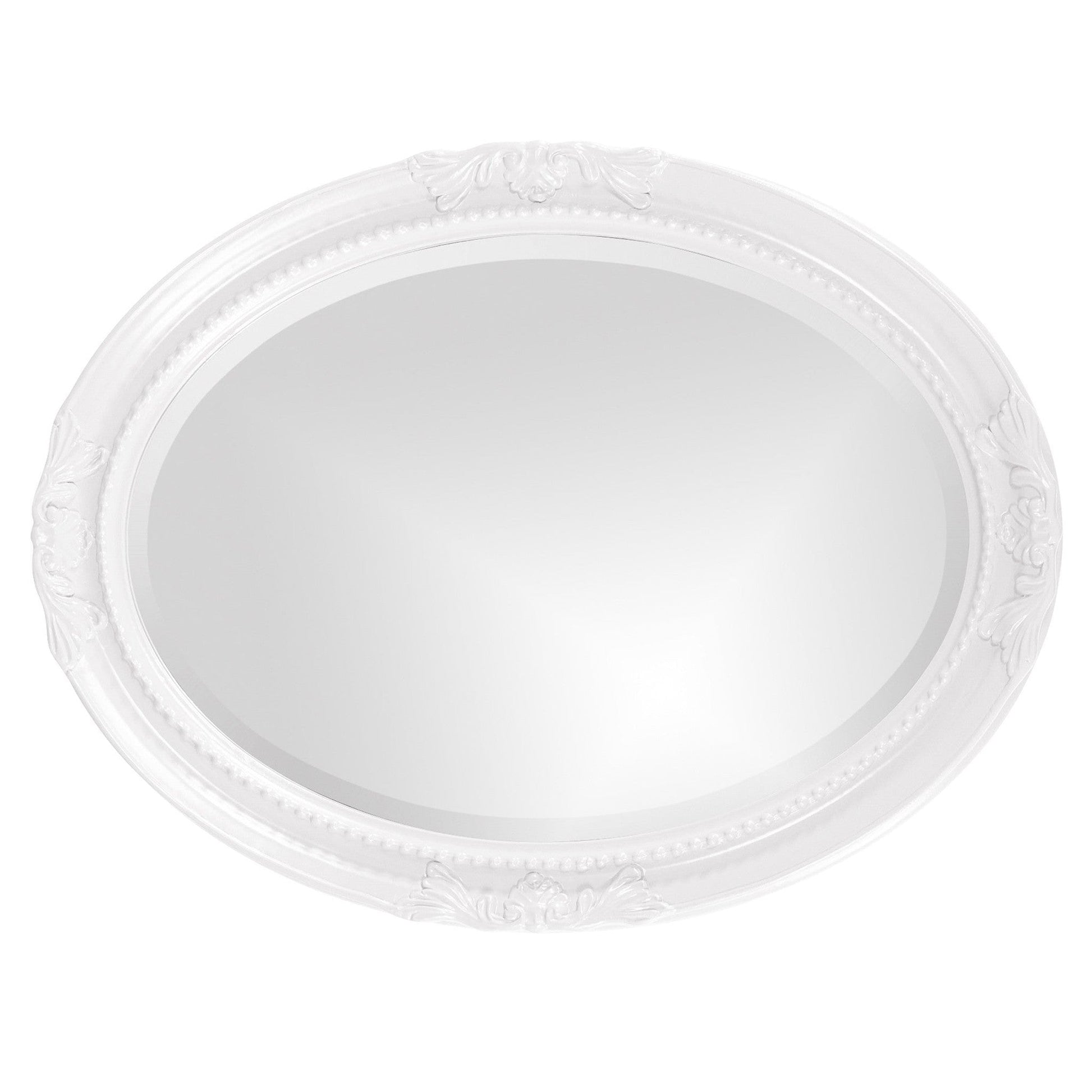 HomeRoots Oval Mirror In A Glossy White Wood Frame