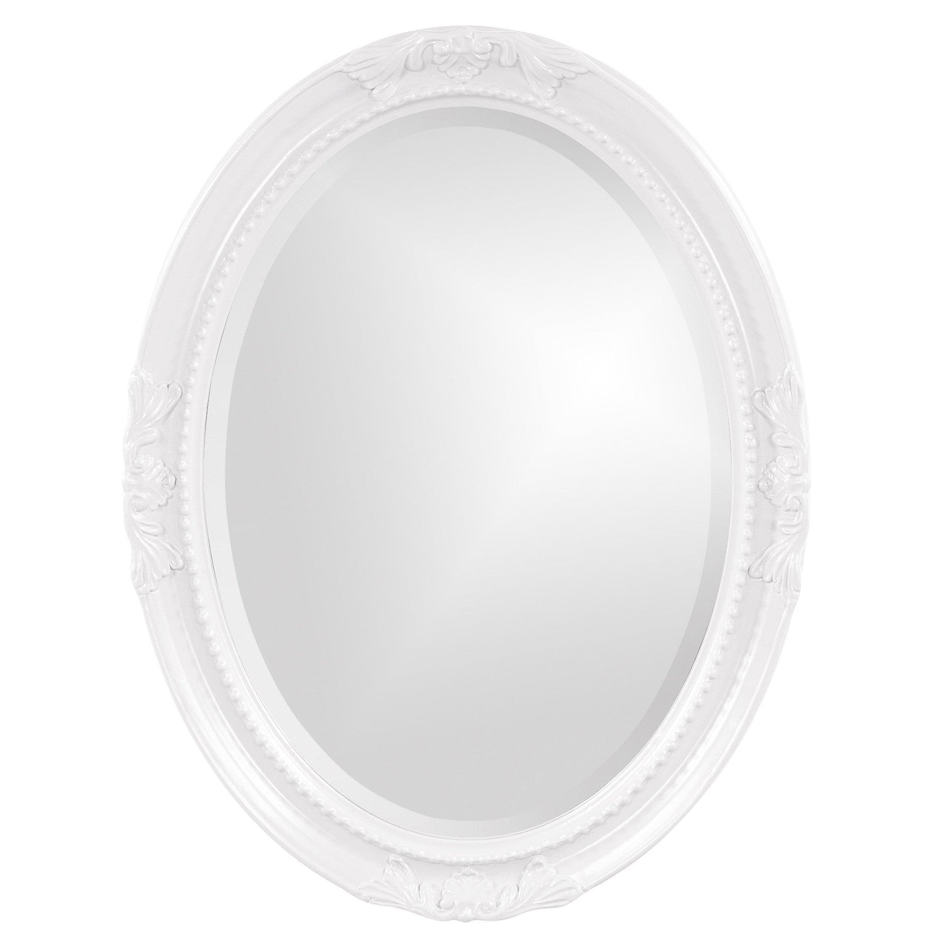 HomeRoots Oval Mirror In A Glossy White Wood Frame