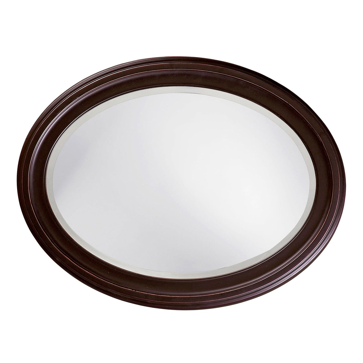 HomeRoots Oval Oil Rubbed Bronze Mirror with Wooden Grooves Frame