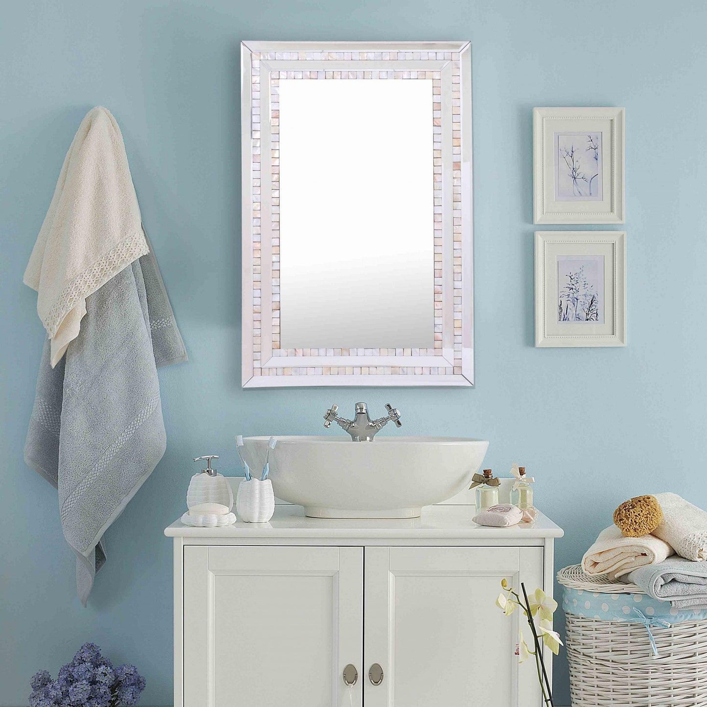 HomeRoots Pastel Pink Mosaic Tiled Mirror