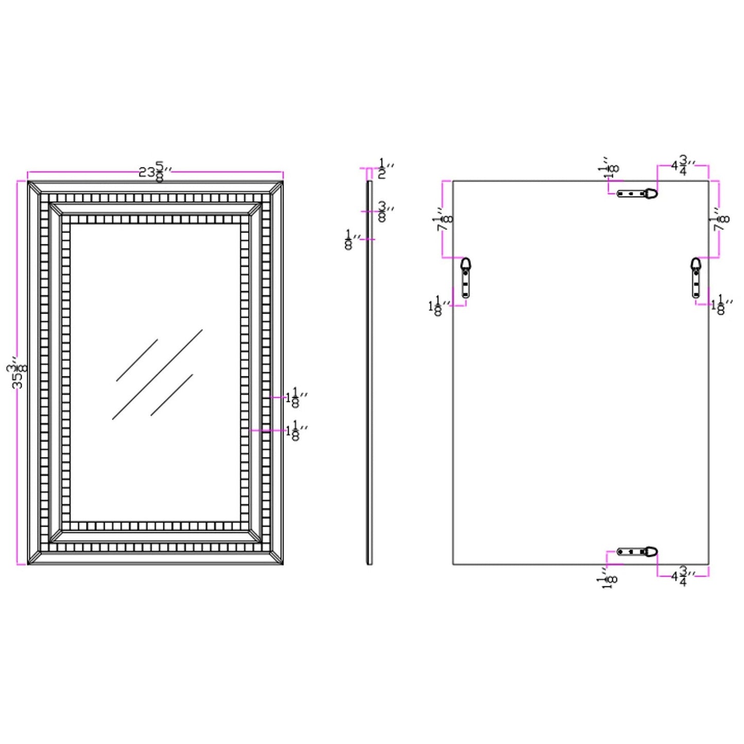 HomeRoots Pastel Pink Mosaic Tiled Mirror