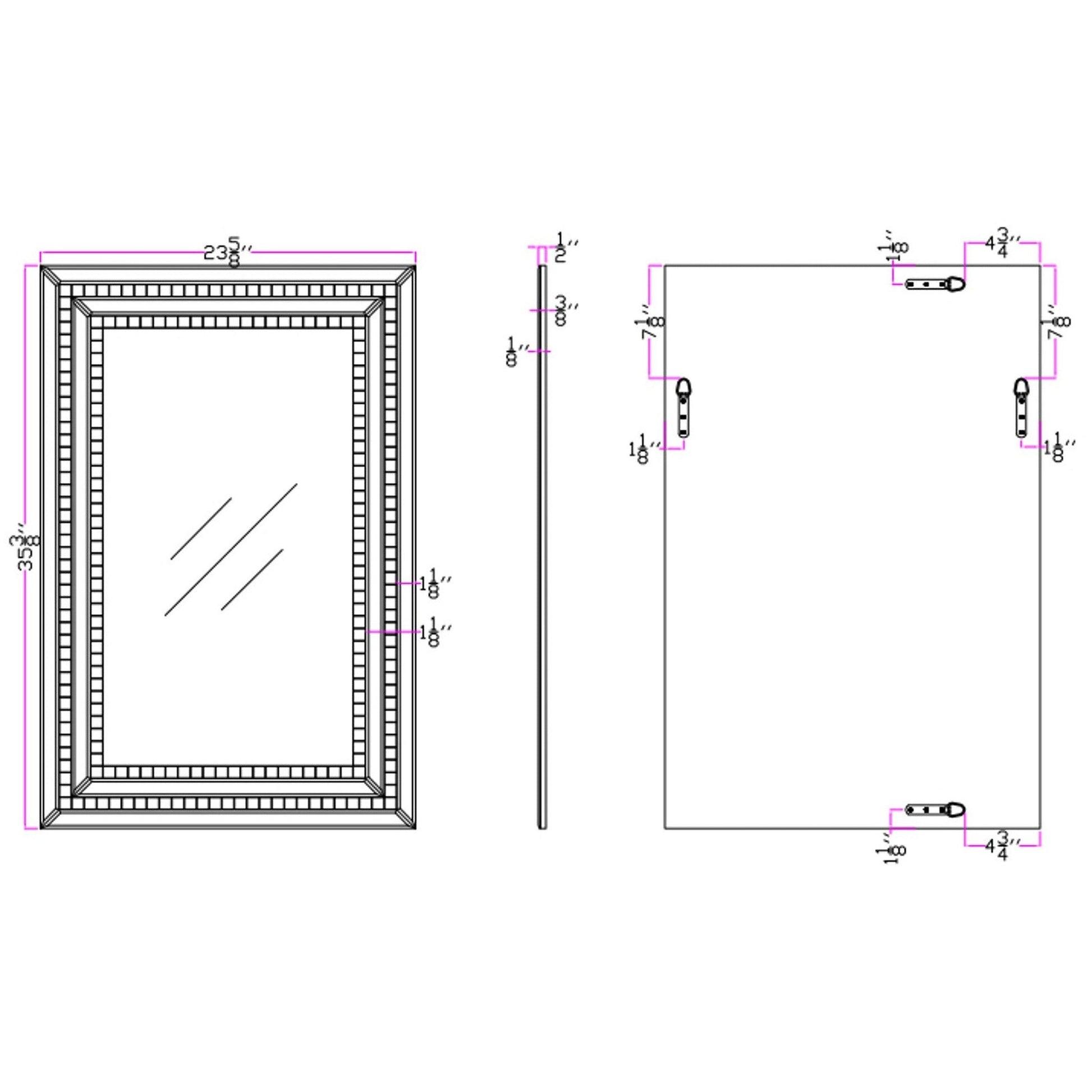 HomeRoots Pastel Pink Mosaic Tiled Mirror