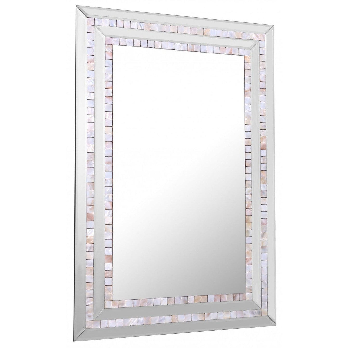 HomeRoots Pastel Pink Mosaic Tiled Mirror