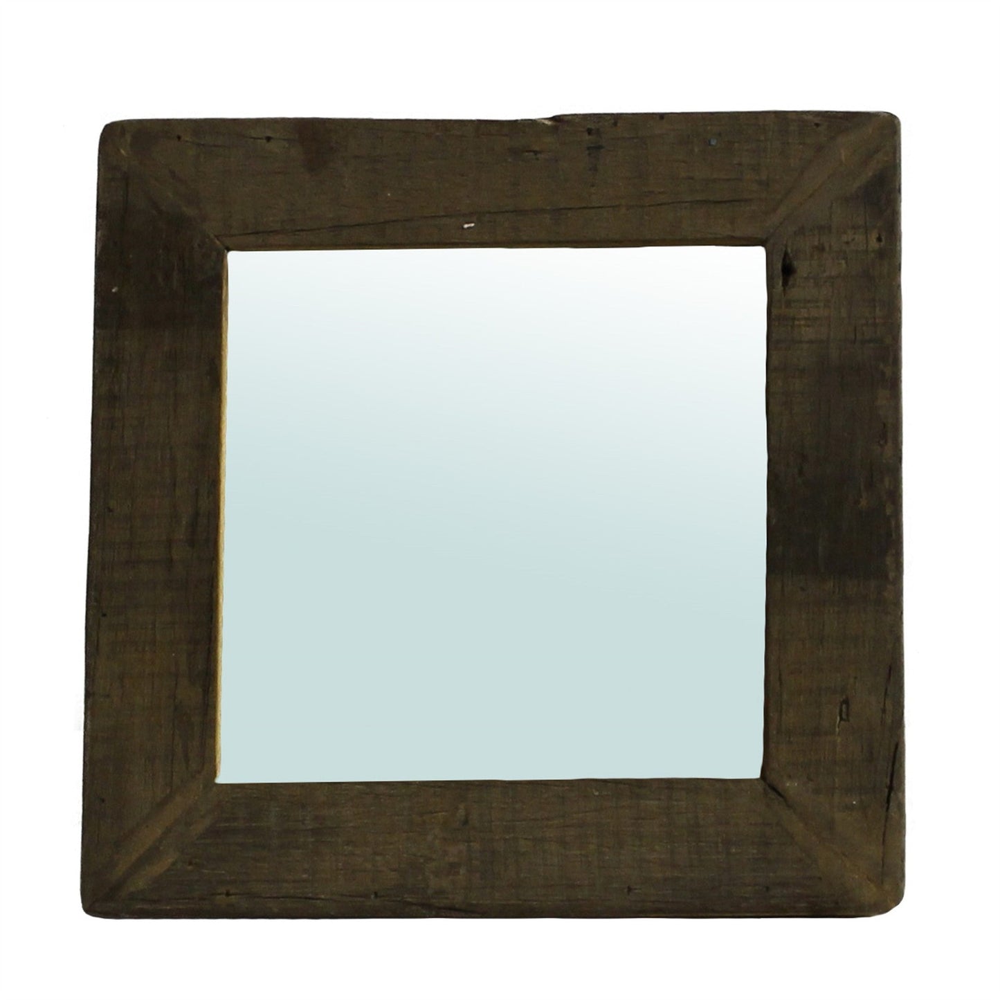 HomeRoots Petite Dark Brown Reclaimed Wood Wall Mirror