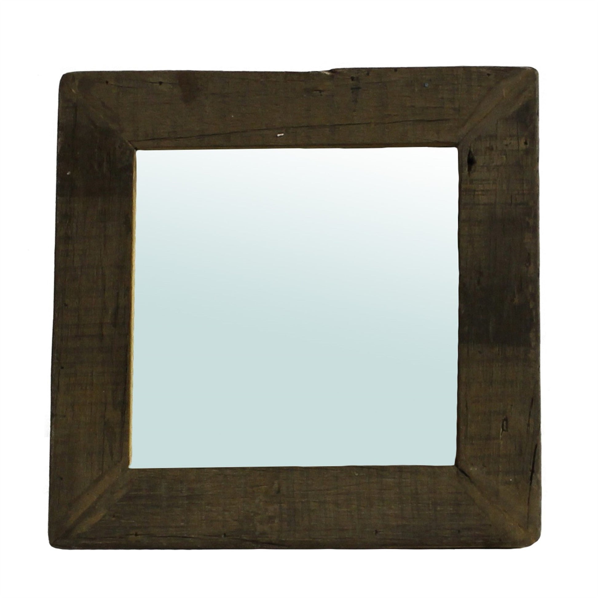 HomeRoots Petite Dark Brown Reclaimed Wood Wall Mirror