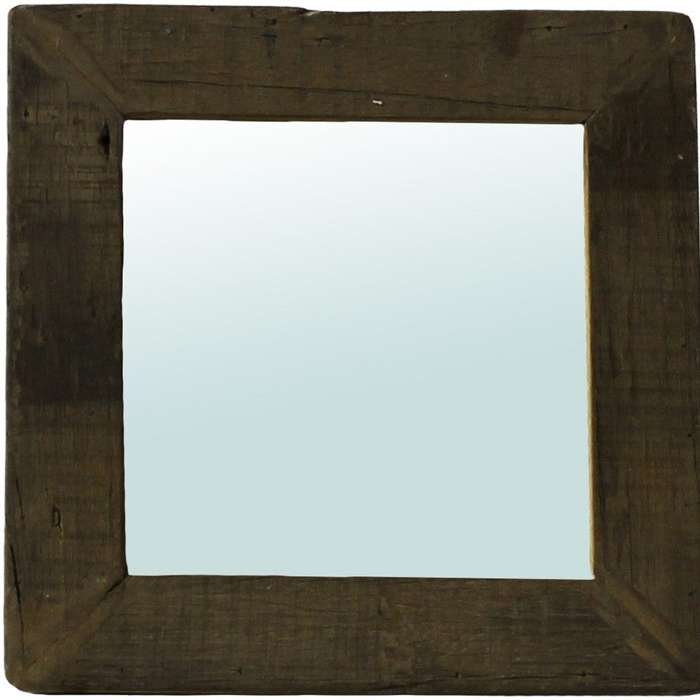 HomeRoots Petite Dark Brown Reclaimed Wood Wall Mirror