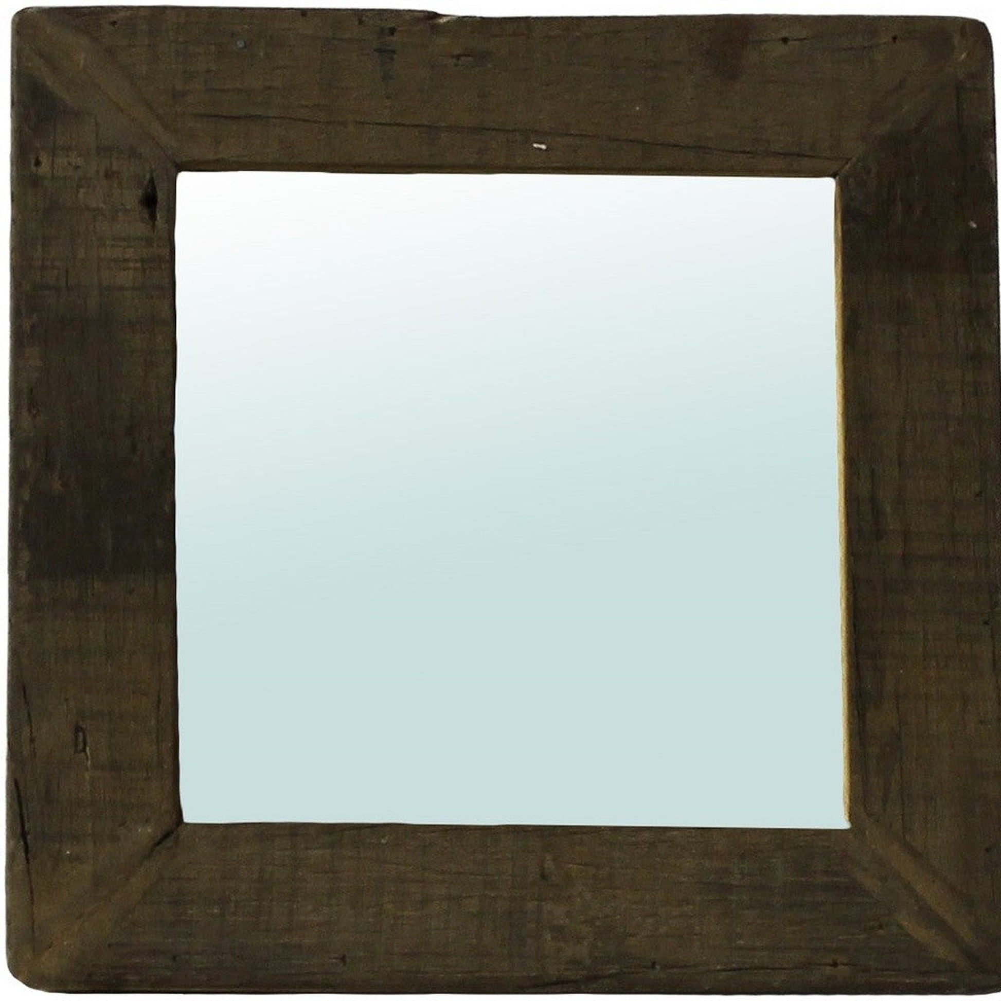 HomeRoots Petite Dark Brown Reclaimed Wood Wall Mirror