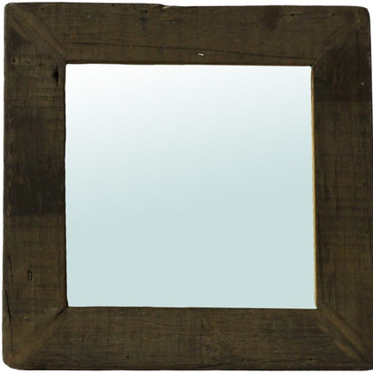 HomeRoots Petite Dark Brown Reclaimed Wood Wall Mirror