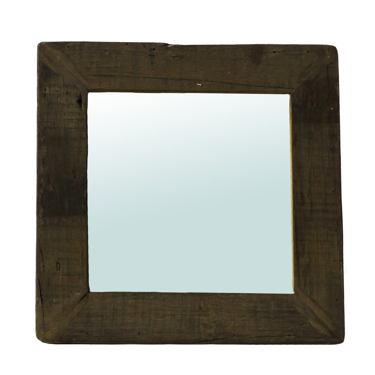 HomeRoots Petite Dark Brown Reclaimed Wood Wall Mirror