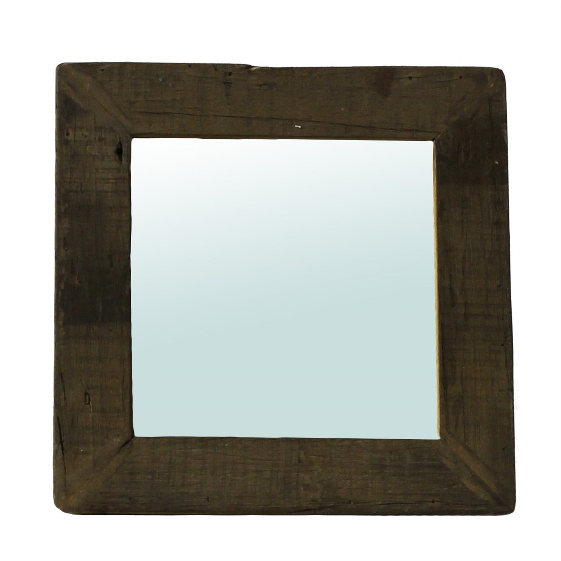 HomeRoots Petite Dark Brown Reclaimed Wood Wall Mirror