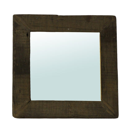 HomeRoots Petite Dark Brown Reclaimed Wood Wall Mirror