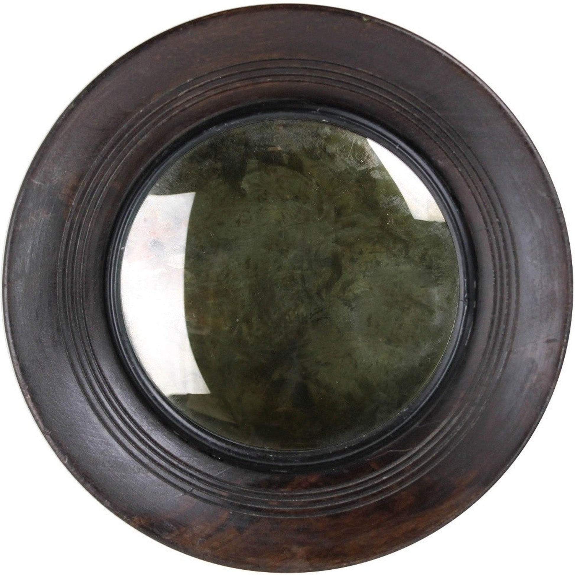 HomeRoots Petite Dark Brown Wooden Convex Mirror