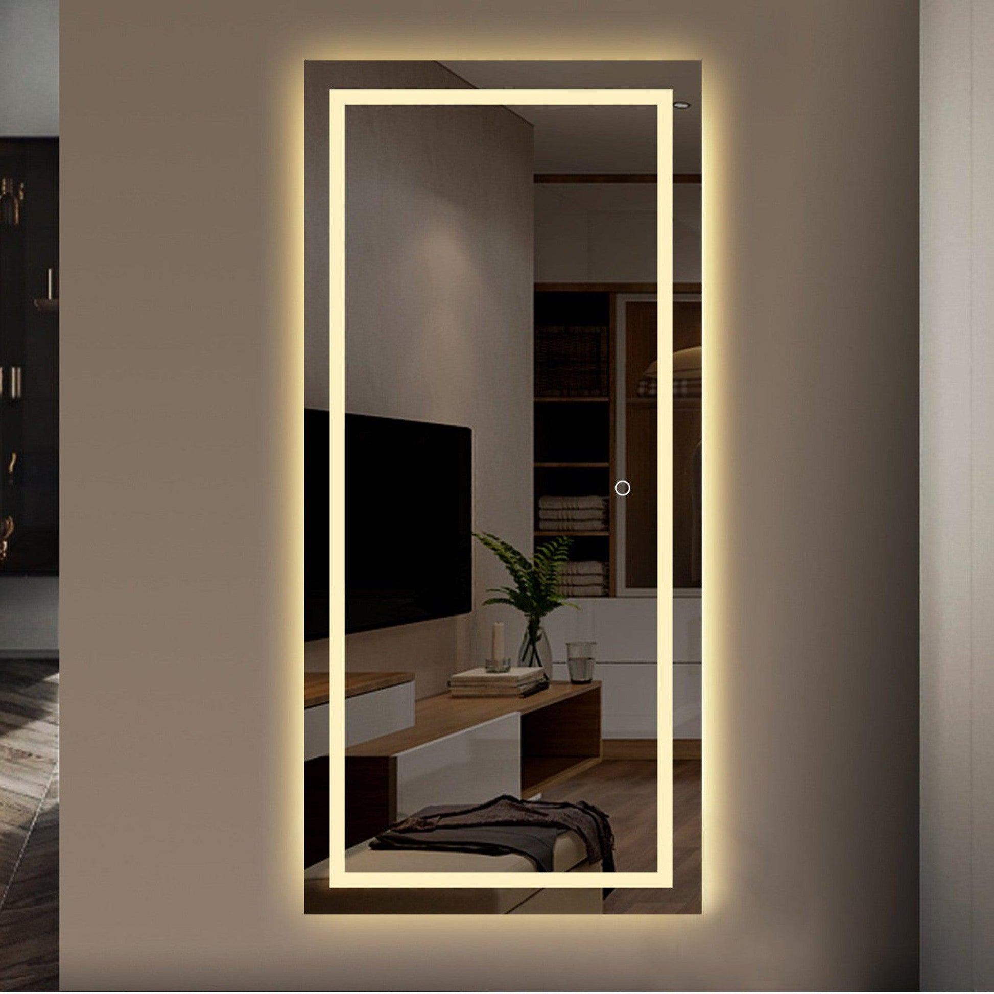 HomeRoots Petite LED Strip Rectangular Wall Mirror